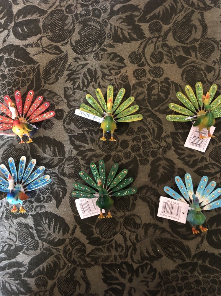 12 Qty Bobble Magnets -Peacock Party Favors Fun 🤩