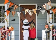 Fabric Pennant Banner for Halloween Outdoor Indoor Decorations, orange2