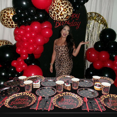 Red Cheetah Print Birthday Party Supplies for 24 Guests – 168 Pieces