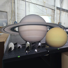 H69365 NASA Solar System Saturn and 7 Moons 90inches Wide Cardboard Cutout Stand