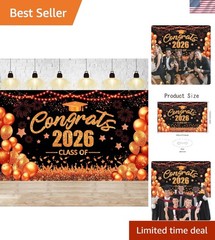 Orange and Black Graduation Decorations Class of 2026 Banner