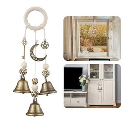 Rattan Witch Bells Wind Chime with Three Bells for Porch and Door Decor