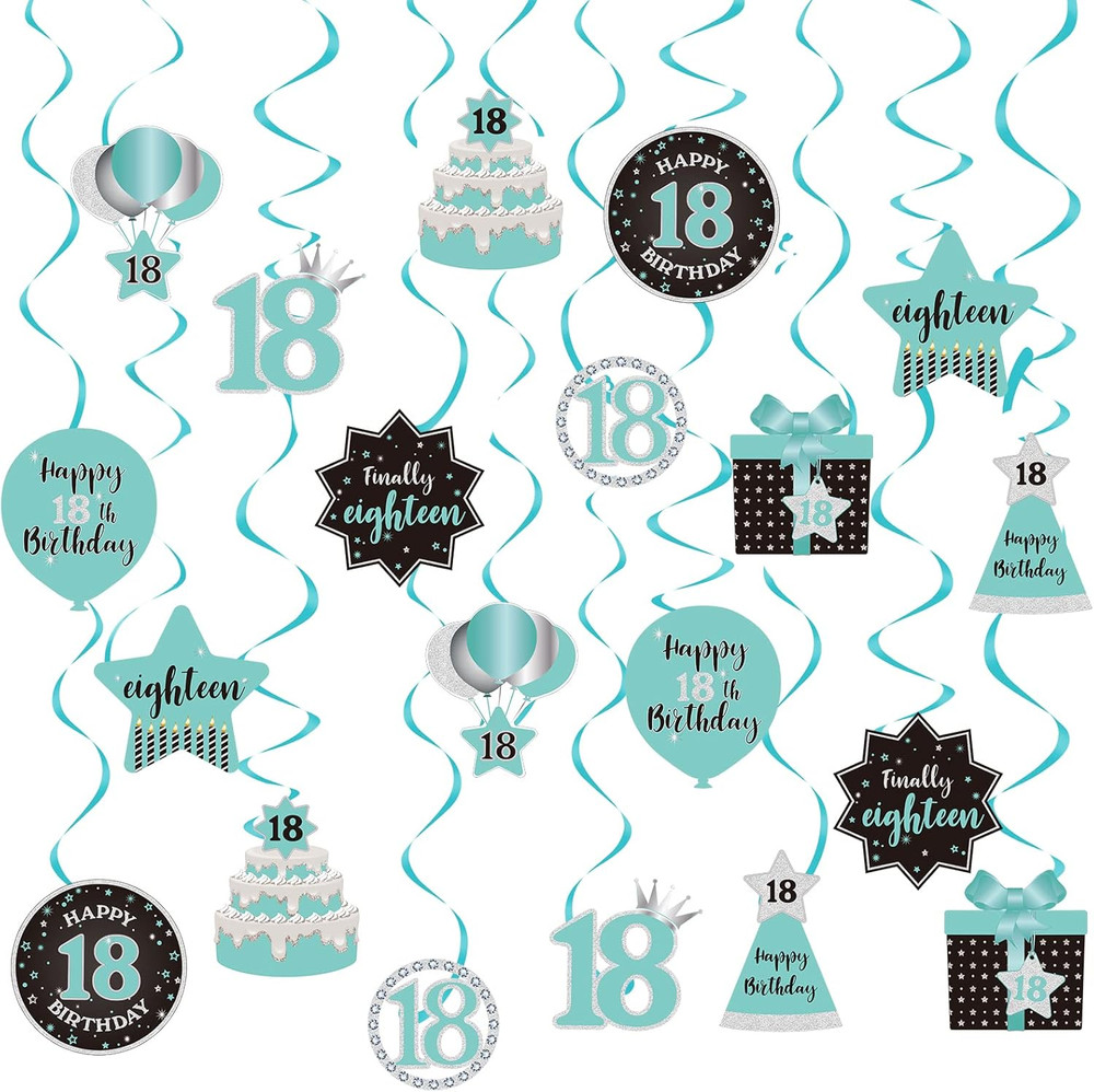 Happy 18Th Birthday Party Hanging Swirls Streams Ceiling Decorations, Celebratio