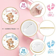 60 Pcs Bear Gender Reveal Pins, Funny Baby Shower Team Gender Reveal Decorations