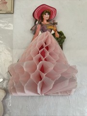 6 Vtg Honeycomb Center Paper Lady Decorations Japan Bridal Shower Birthday