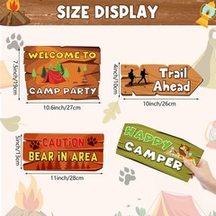 20 Pcs Camping Themed Party Decorations Outdoor Directional Signs Set