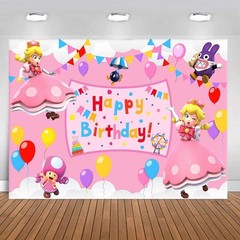 Super Mario Princess Peach Birthday Backdrop Castle Background Photo Banner