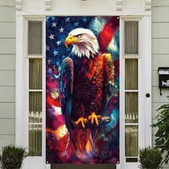 American Flag and Bald Eagle Stars Stripes 71 x 35 inches, Red White Blue