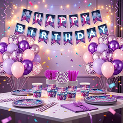Kpop Birthday Party Decorations Serve 24, 199Pcs K Pop Party Supplies, Dinner Pl