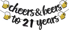 21St Birthday Decorations,Cheers to 21 Years Banner, 21St Banner for Birthday We