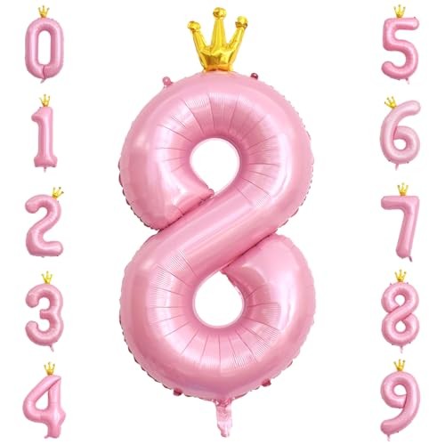 40″ Crown Pink Balloon – Big Conjoined Light Pink Foil Mylar Helium Number 8