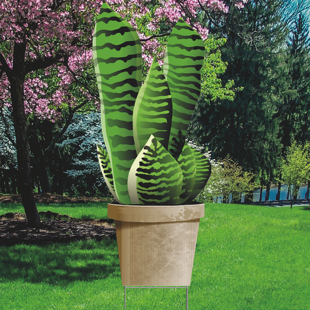 YSH3053 Potted House Plant Succulent Plastic Outdoor Yard Sign Decoration Cutout