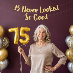 Pre-Strung 75 Never Looked so Good Gold Glitter Banner – 75Th Birthday Decoratio