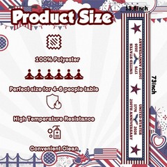 Durable 100% Polyester Patriotic Table Runner – Perfect for July 4th Parties