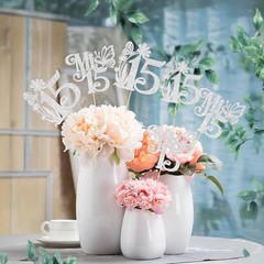 Silver 15th Birthday Centerpiece Sticks Happy Birthday Table Decorations
