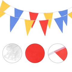 108ft Red Blue Yellow Pennant Banner Flags String Hanging 64PCS Triangle Bunt…