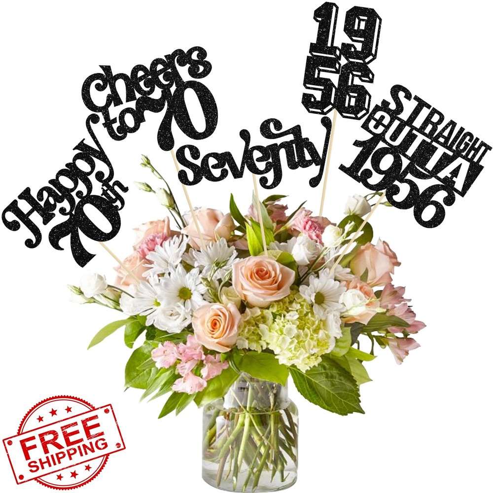 Gyufise 70th Birthday Centerpiece Sticks Black 1956 Party