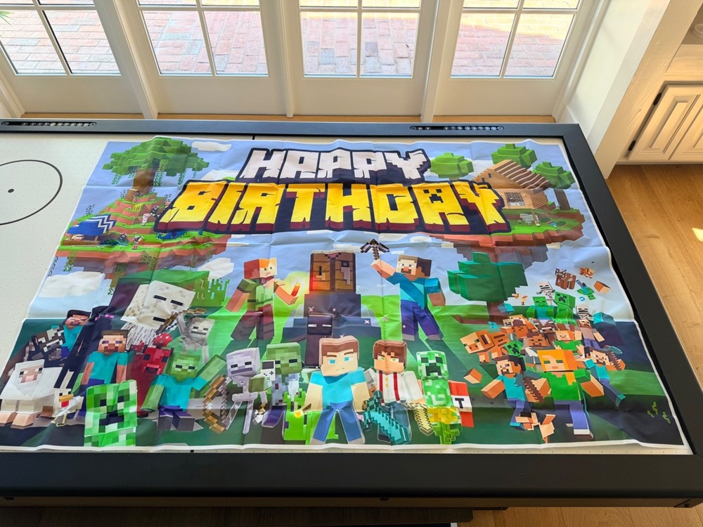 Minecraft Party Supplies – Steve Balloon, Banner, Tablecloth, #8 Foil Balloon