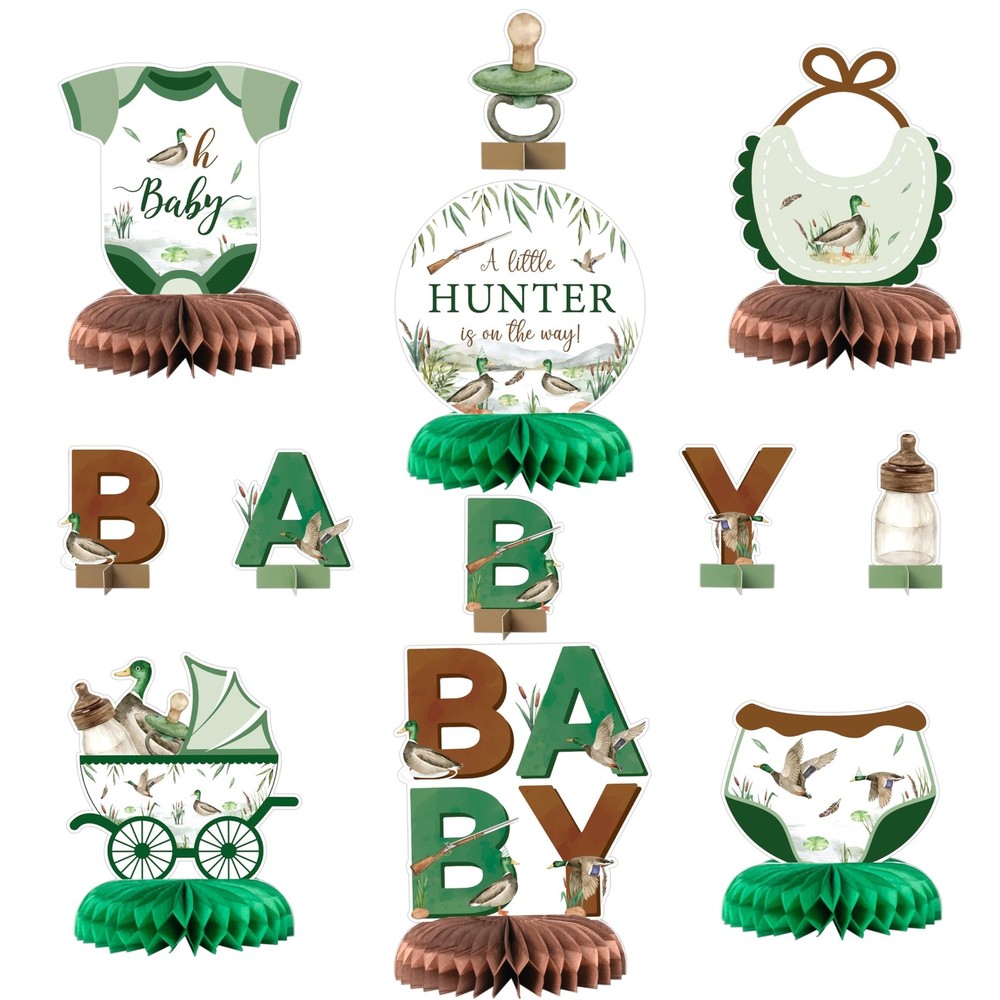 Duck Hunting Baby Shower Honeycomb Centerpieces – 12P Summer Mallard Duck Par…