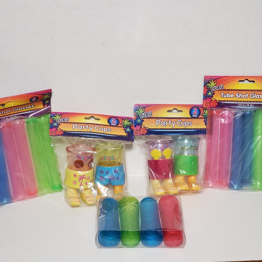 Tropical Luau Party Decorations Shot Glasses Plastic Y2K Tube Shot Cup Tiki Cups