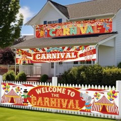 3 Pcs Banner 98 x 18 Inch Circus Party Decorations Outdoor Yard Sign Carnival