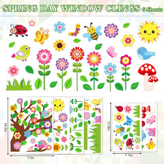 Spring Window Clings Large Cute Flower Floral Tree Garden Butterfly Bird Reus…