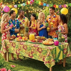 Compatible with Tropical Tablecloth 2 Pack Hawaiian Luau Party Decorations