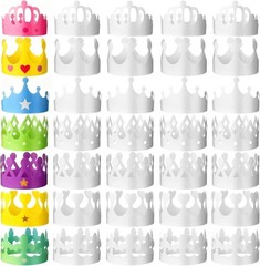 280 Pcs DIY White Paper Crowns for Kids Birthday Party