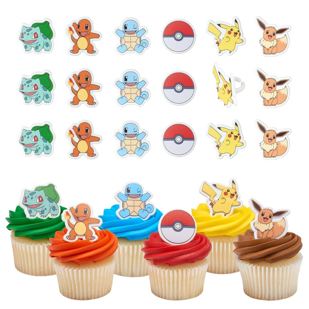 Pokémon Rings, Cupcake Decorations With Pikachu, Bulbasaur, Eevee, Charmander…