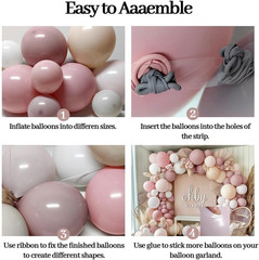 Pastel Pink White Balloon Arch Double Stuffed Light Pink White Sand Beige Cream