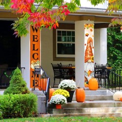 Fall Decorations Gnomes Pumpkin Maple Leaves Porch Sign Door Banners 12″x71″