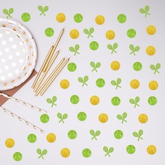 Tennis Confetti Racket Ball Table Scatter Sport Paper Cut Out Green Glitter