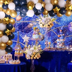 100pcs Navy Blue Balloon Garland Kit, Blue And White Balloons With Gold Balloons