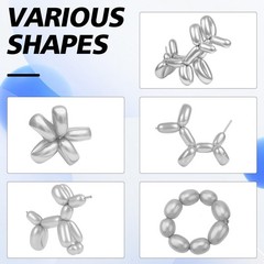 100 Pcs Silver 260 Balloons, Long Balloon for Tying Balloon Arch, Latex Anima…