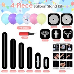 4 Set Balloon Stand Kit for Floor, Pastel Balloon Tower Backdrop Decoration f…