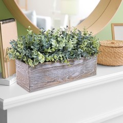 Winlyn 14″ Artificial Eucalyptus in Rustic Rectangular X 6″ X 8.3″, Green