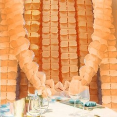 Hanging Garlands Four Leaf Tissue Paper Flowers Party Streamers12pcs,Orange