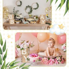 6 Pcs Burlap Print Baby Shower Party Decorations Flower Boxes…