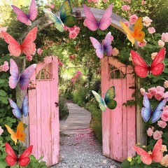 18 Pcs 3D Large Butterfly Wall Decor – Pastel Hanging Decorations for Parties, B