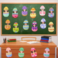 48 Pcs Easter Egg Cutouts Spring Theme Paper Cuts Bulletin Board Decoration