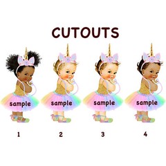 Unicorn Princess Rainbow Cutouts Centerpiece Tutu Horn Baby Shower Girl Birthday