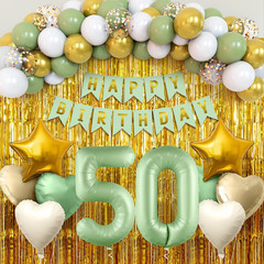 , Sage Green 50Th Birthday Decorations Set – Pack of 49 | Sage Green 50 Balloon