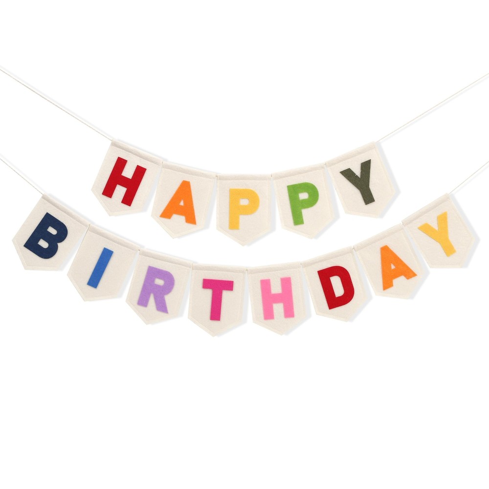 Colorful Happy Banner – Rainbow Party Decorations,Bohemian Felt Happy Banner,…