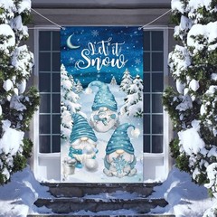 Let It Snow Winter Gnomes Fabric Wall Decoration, 71 X 35 Inches – Snowman and S