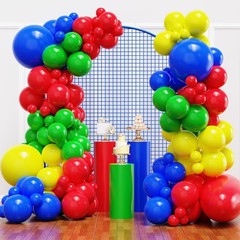Red Blue Green Yellow Balloons, 136pcs Colorful Latex Balloons with Different…