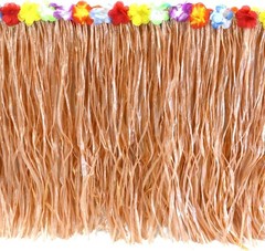 9 Feet x 29″ Luau Grass Table Skirt – Hawaiian Theme Party Party Skirt with Hibi
