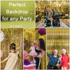 Foil Fringe Backdrop Curtain 5.90′ (ft.) x 7.87′ (ft.) for All Ocassions