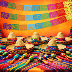 Cinco De Mayo Decorations – Papel Picado Banner Streams | Mexican Theme Birthday