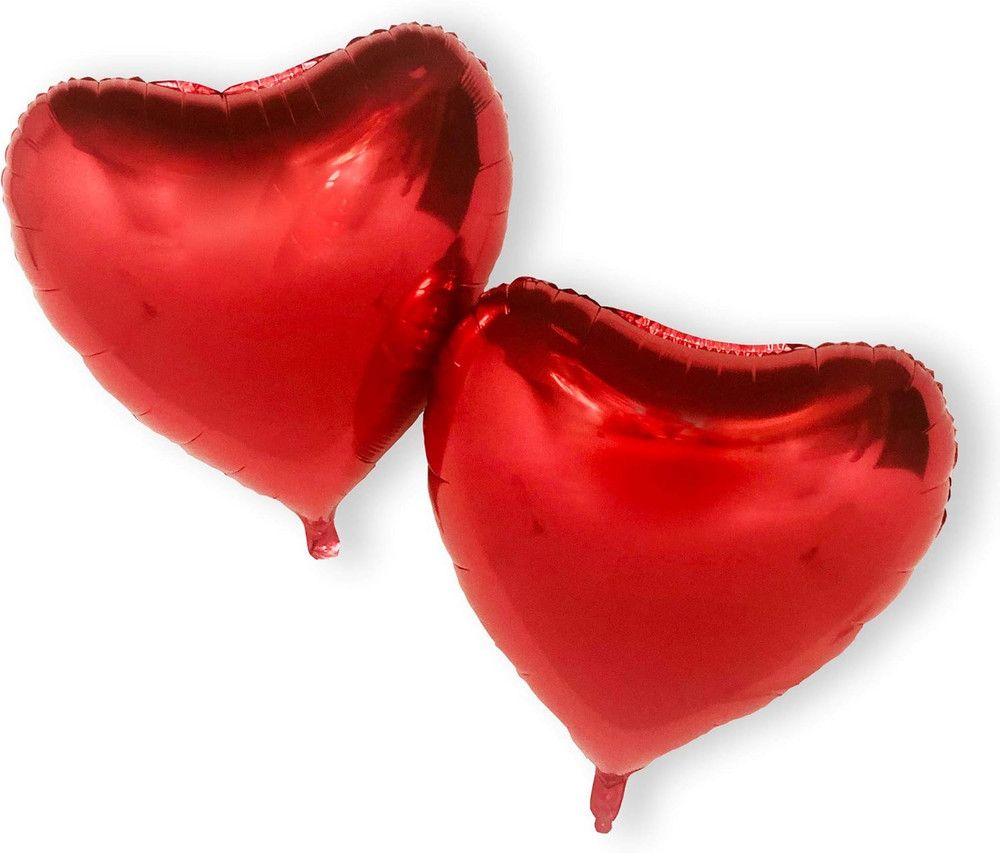 32Inch Red Heart Balloons TWO Pack THEPARTYBALLOON Shiny Foil Wedding Decoration