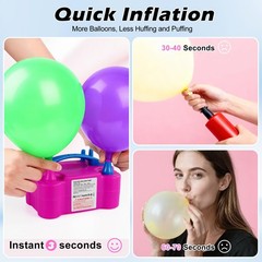 Electric Balloon Pump with Dual Nozzle, Rose Red